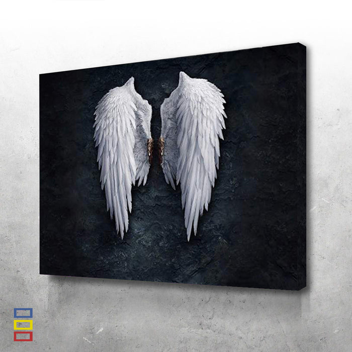 icarus black and white angel wings canvas art